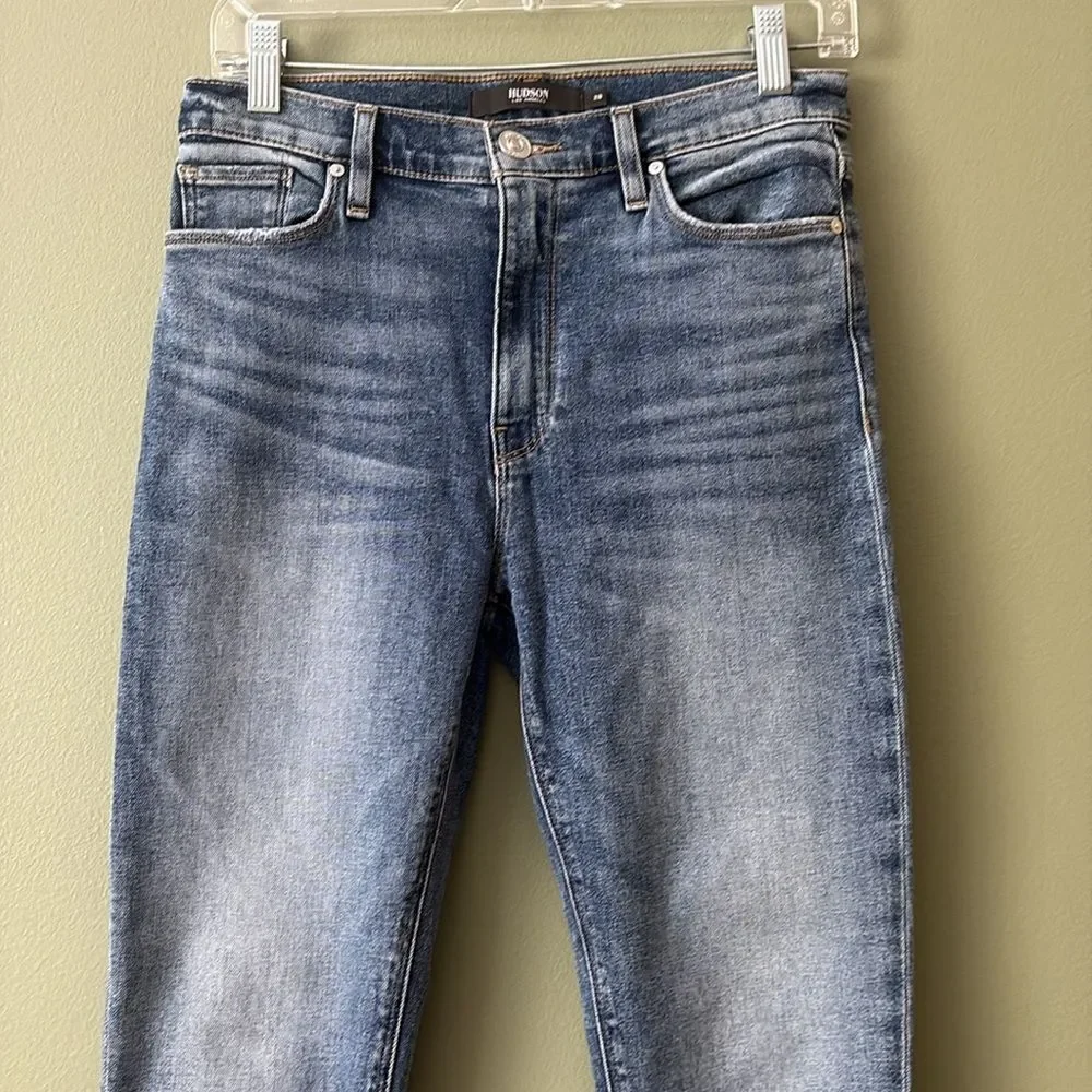 Hudson Jeans Barbara Super Skinny Denim Stretchy Jeans In Adored Wash Sz 28